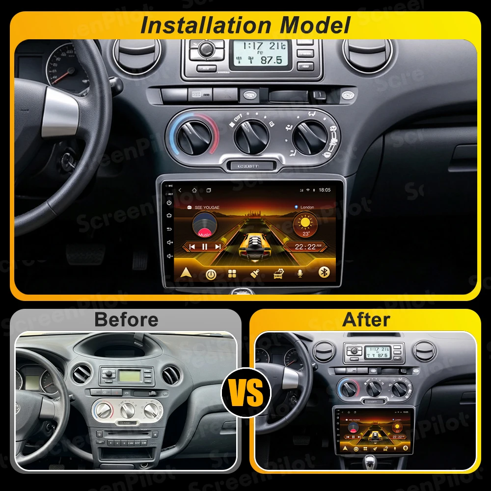 9 Inch Android 16 For Toyota Vitz XP10 Yaris Platz Echo 1999-2005 Car Radio Stereo Head Unit Multimedia Video Player 2K QLED 5G