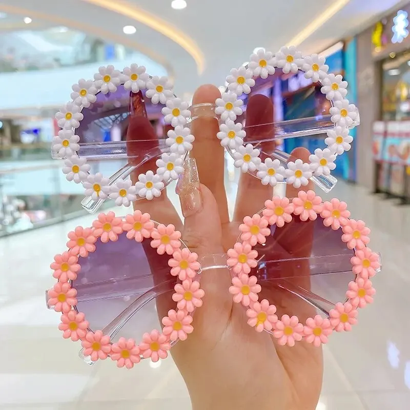 Summer Children Cute Acrylic Flower Outdoor Sun Protection Sunglasses Baby Girls Classic Sunglasses Kids Boy UV400 Sunglasses