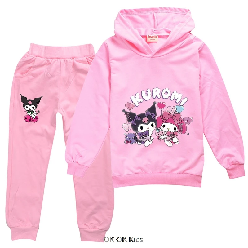 Baby Autumn Clothes Lovely Kuromi Melody Costume Kids Loungewear Toddler Girls Clothing Teen Boys Hoody Sweatshirt Pants Sets