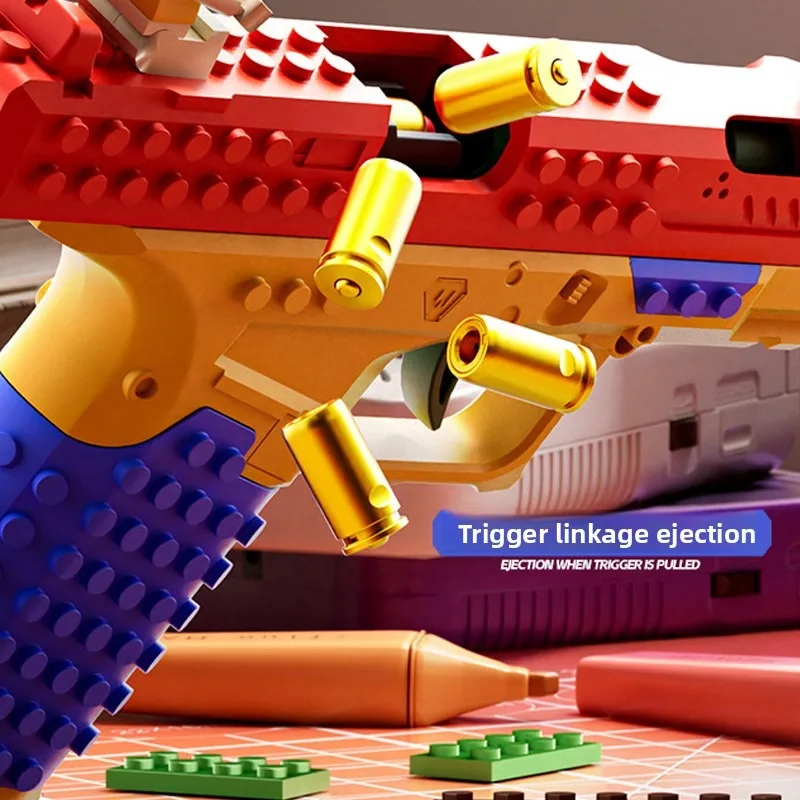 Brinquedo de Blocos de Montar SIG17, Pistola de Tiro Automático com Ejeção de Cartucho, Jogo de Guerra ao Ar Livre para Meninos e Adultos, Presente