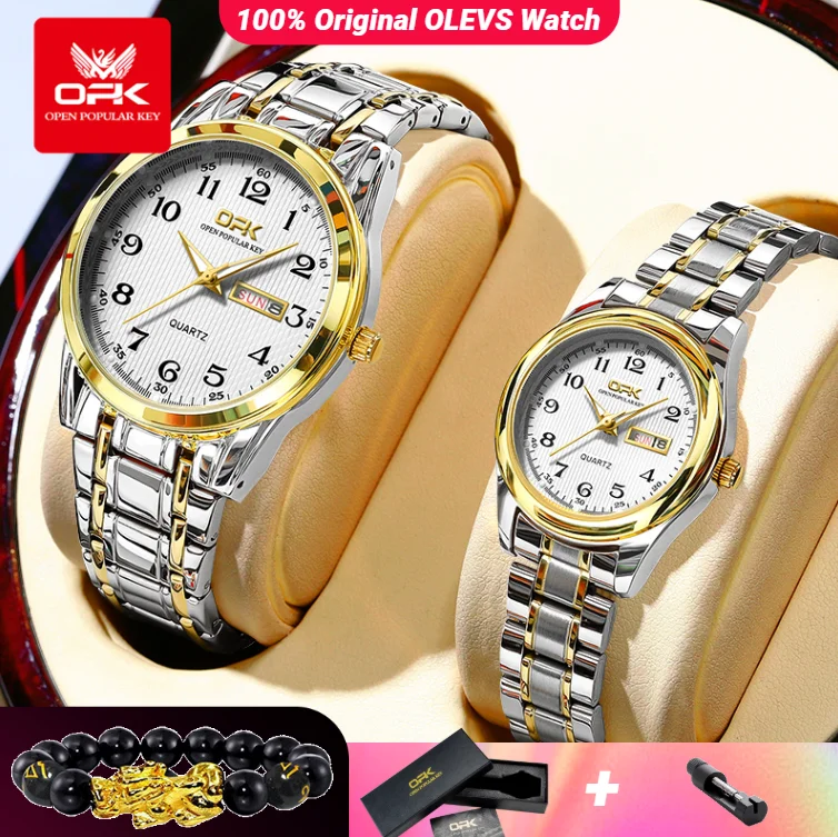 OPK 8110 Couple Watch for Men Women Classic Waterproof Watches Stainless steel Strap Luxury Brand Couple Wristwatch