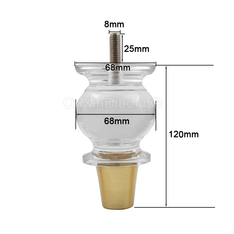 4PCS Couch Acrylic Feet Clear Decor DIY Legs Cabinet Legs Kitchen Cabinet Feet Gourd Shape Sofa Legs Furniture Legs GF1332