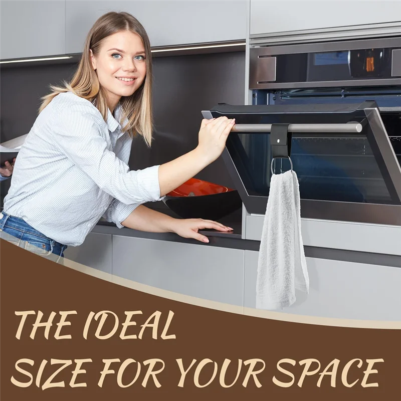 -A14E 8 قطعة حامل حلقة المناشف الجلدية والمعدنية للمطبخ حامل المناشف الأطباق مع حلقة باب الفرن شماعات هدايا للمنزل