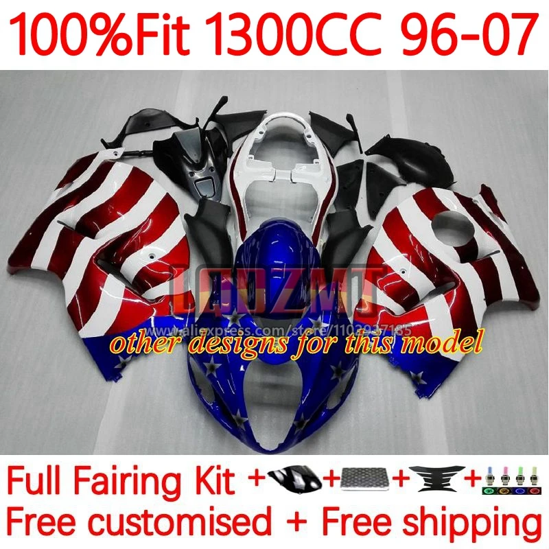 Injection For SUZUKI Hayabusa GSXR1300 GSXR 1300 CC USA FLAG 96 97 98 99 00 01 02 2003 2004 2005 2006 2007 Fairing 170No.4