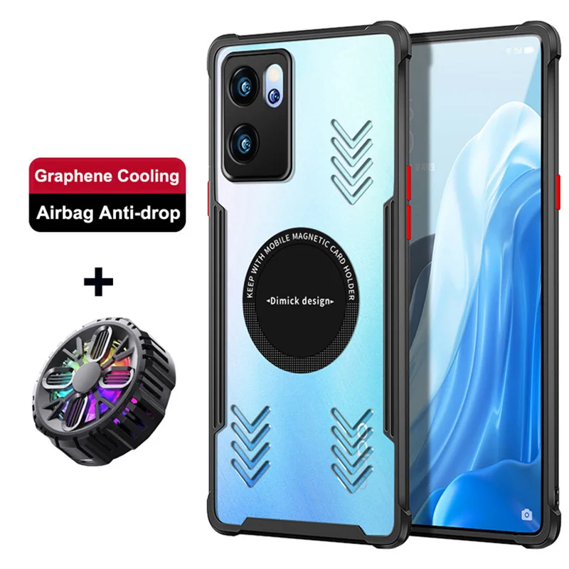 Reno7 Phone Case for OPPO Reno 7 Pro 7se Graphene Aluminum Alloy Game Heat Dissipation Cover + Radiator Game Fan Reno 8 Pro Plus