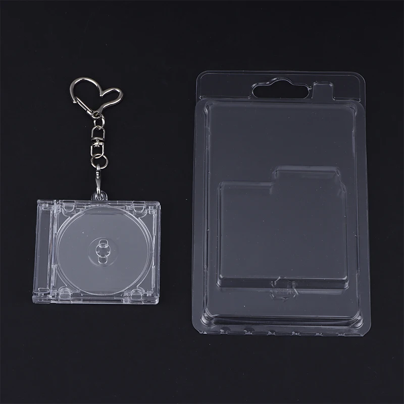 Mini Cd Keychain Album Cases Plastic Cd Cases Clear DVD Cover Bulk DVD Jewel Keyring Music Blank Mini Compact Disc Holder