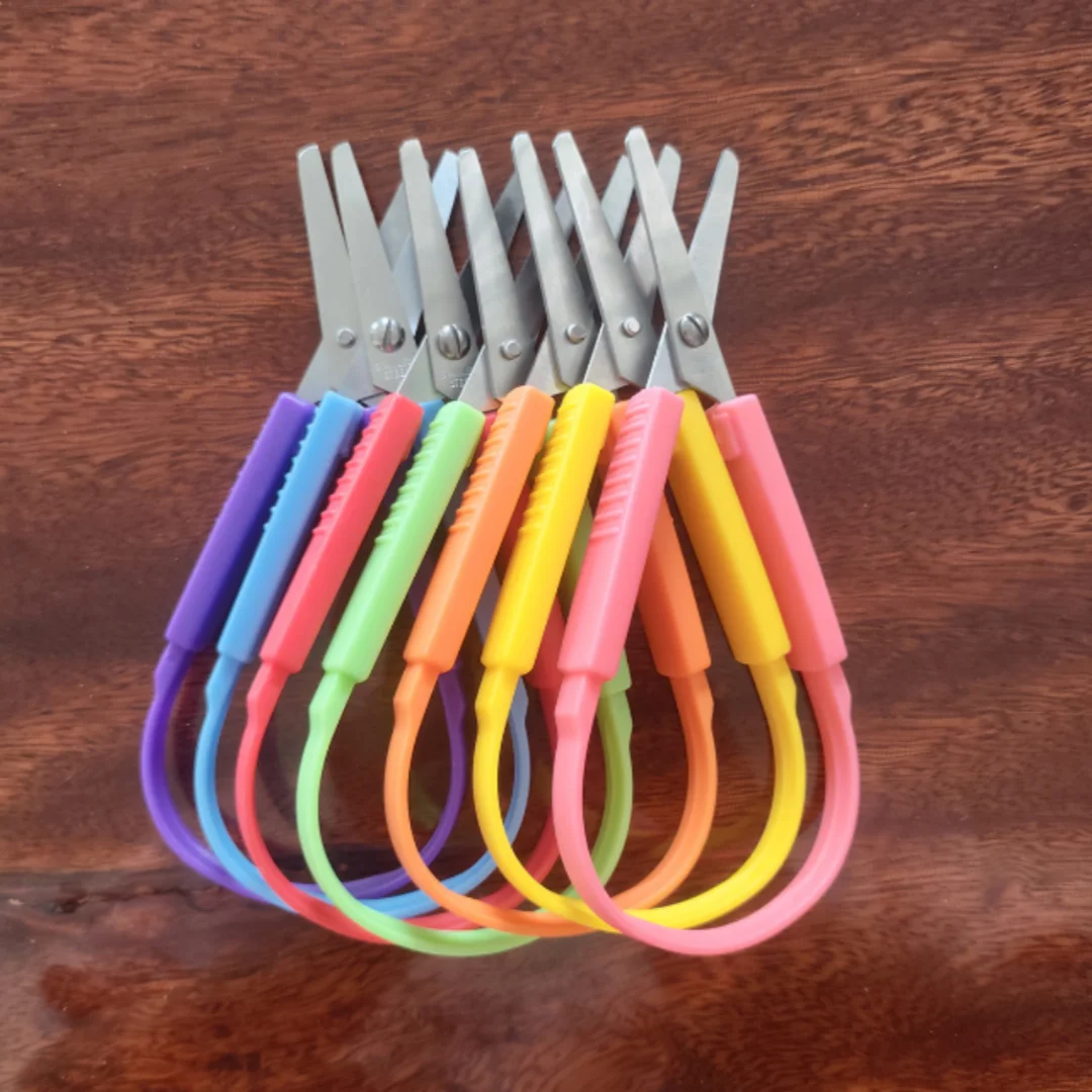 New Safe Loop Scissors with Automatic Rebound Children's Stationery,Craft,Office,Paper-Cutting Scissors Self-Opening Scissors