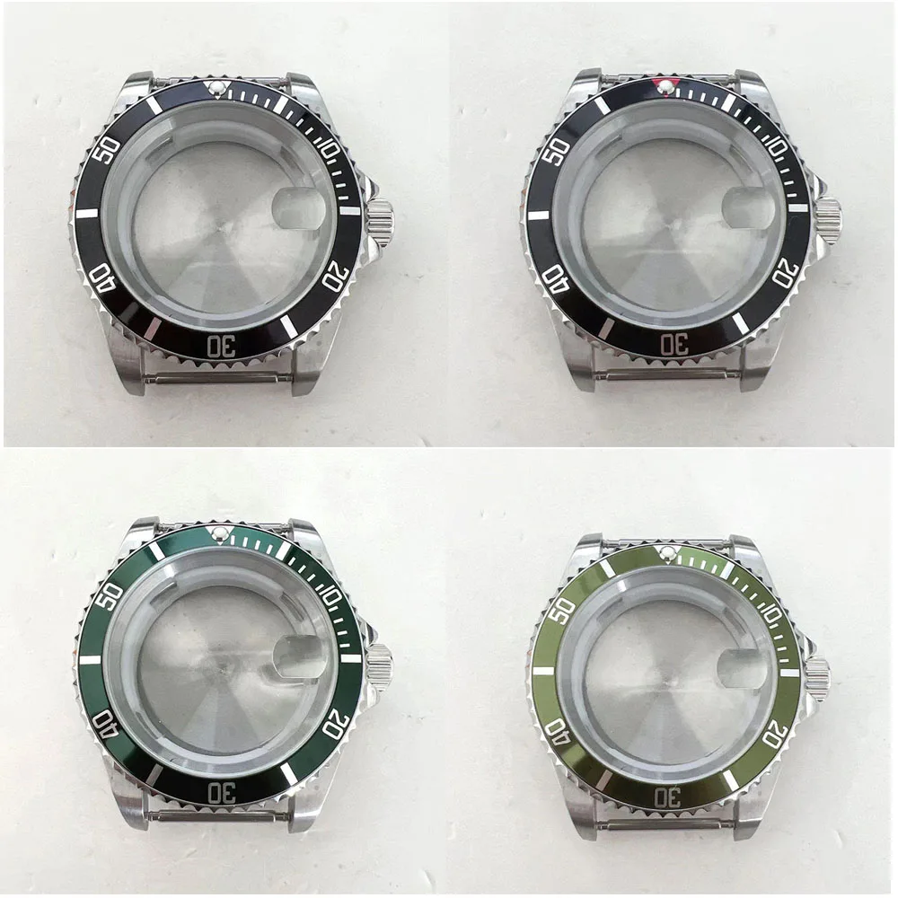 For 8215/8200/8205/2813 Movement 40mm Magnifier Solid-back Watch Case Aluminium Bezel Watch Replacement Parts
