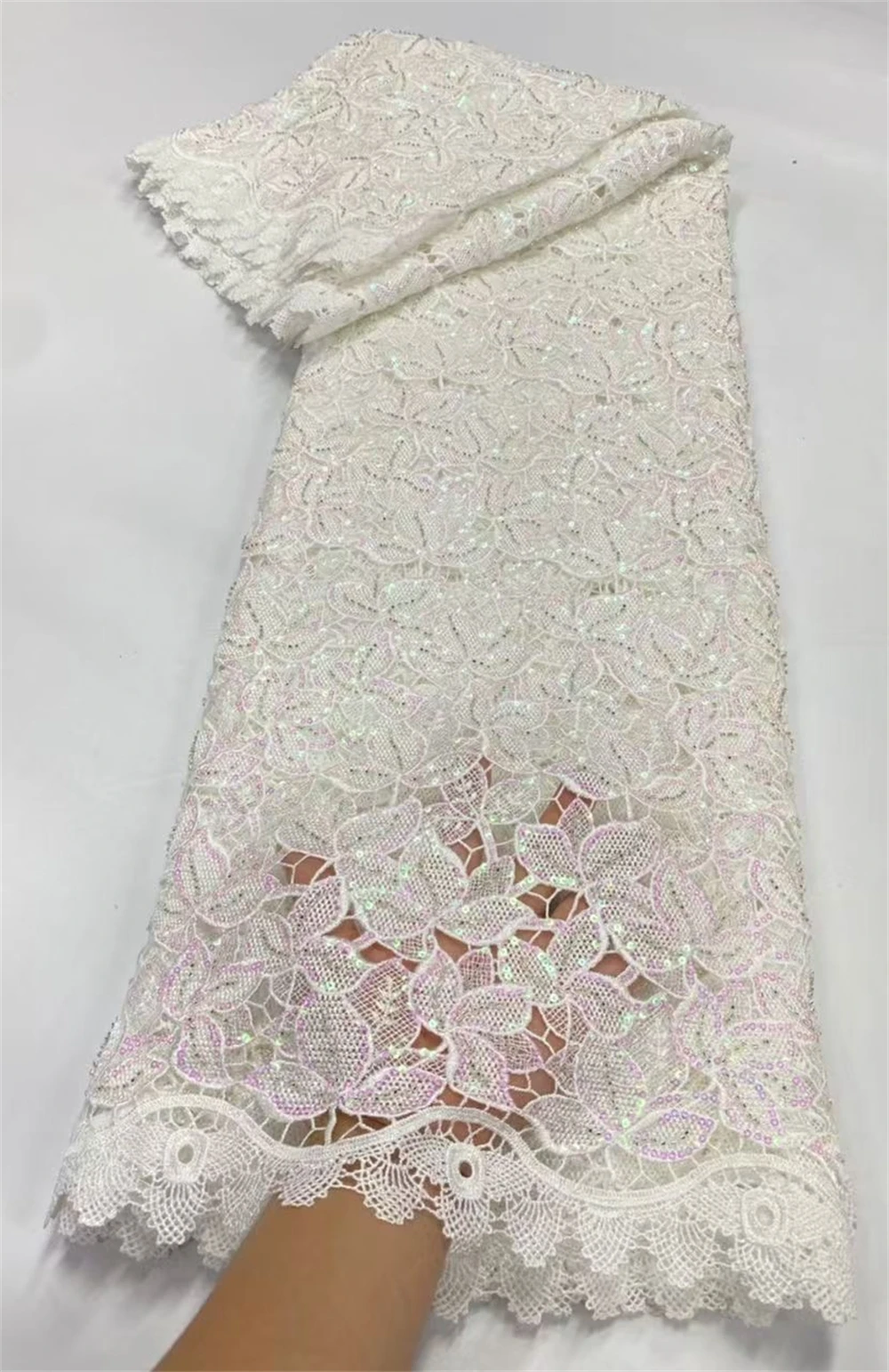 African Nigerian Tulle Lace Fabric,Sequins Embroidery, French Guipure Party Dress Fabric for Sewing, High Quality, 5Yards, 2025