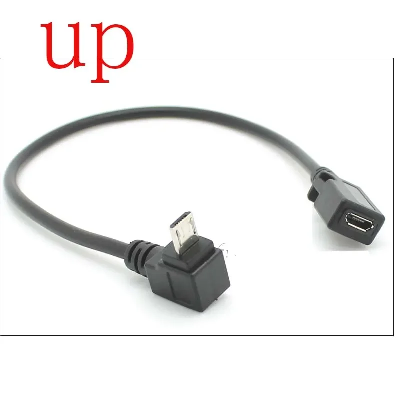 USB Micro 5P Female to 5P Male Left Right Down Up Angled Extension Cable Adapter