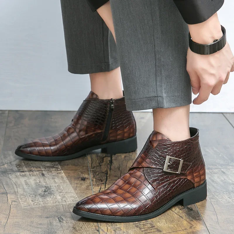 

2025 Cowboy Boots Men Genuine Leather Boots for Men Luxury Shoes High Quality Dress Booty Man Casual Sneakers Men's Shoe Ankle