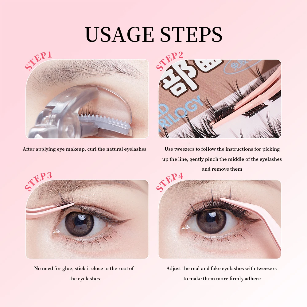 BQI 5D رموش صناعية خالية من الغراء ذات سعة كبيرة من مجموعة واحدة رموش طبيعية مجزأة مناسبة للاستخدام اليومي