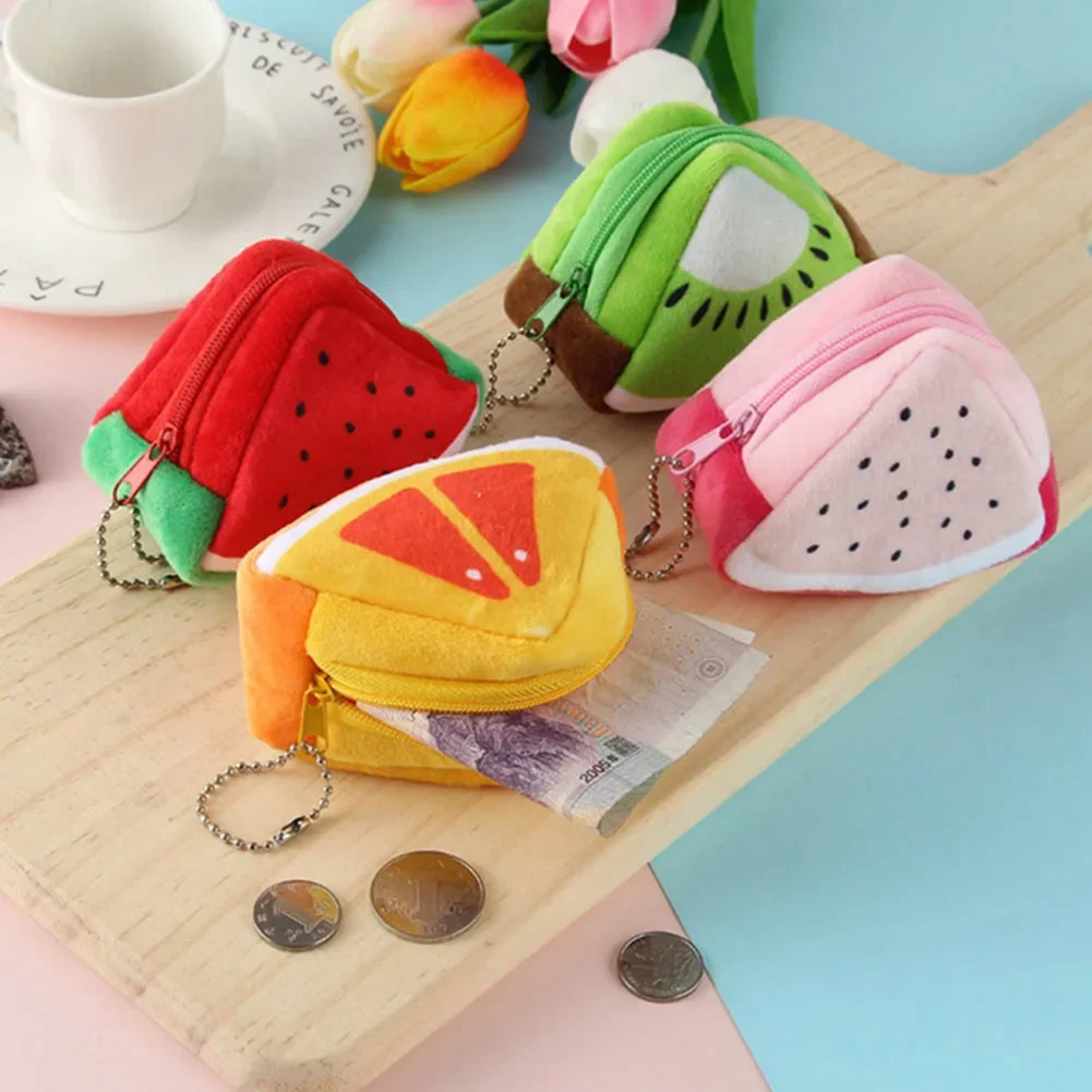 Creative Cute Fruit Plush Wallet Coin Purse Women Change Purse Money Bag Cartoon Sweet Coin Purses For Girl Gift Multifunction