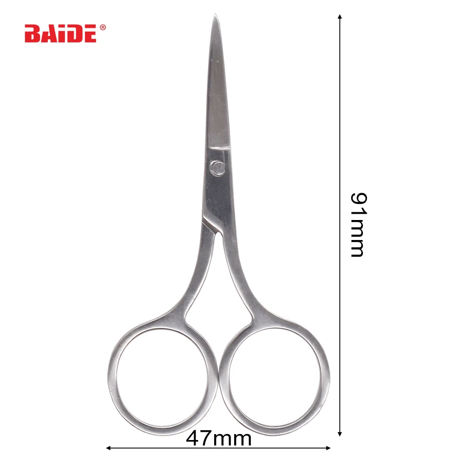 Stainless Steel Makeup Scissor Eyebrow Eyelashes Nose Hair Trim Scissor Sharp Ponit Curve Tip Small Eyebrow Scissor 400pcs/lot
