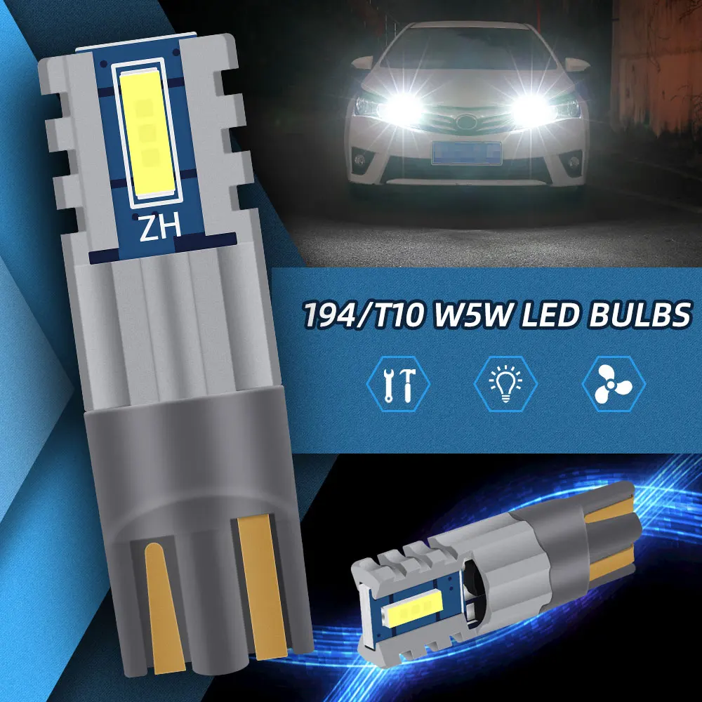 2Pcs T10 W5W LED Bulb Canbus 1860 Auto Car Hight Quality Ultra Bright LED Side Led Lighting Light Lamp DC 12-24V White Yellow