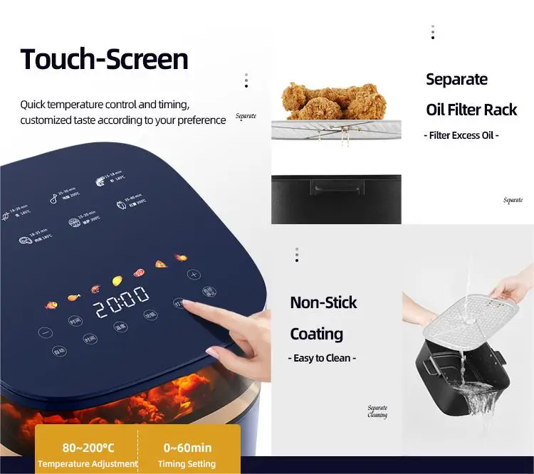 مقلاة هوائية للبيع بالجملة بدون مقلاة زيت موزع خالي من الزيت Freidora De Aire Digital 7.5l Freidora De Aire