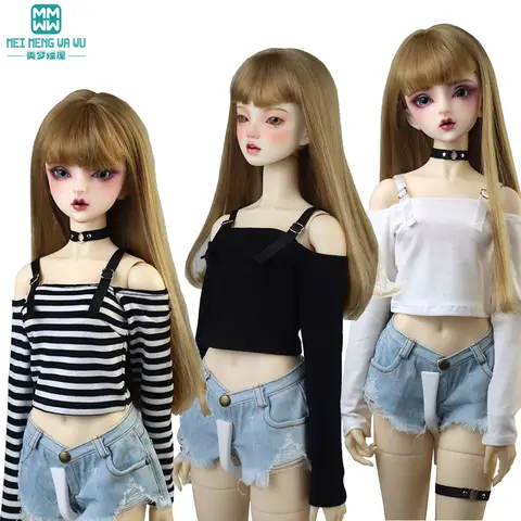 Vêtements de poupée MSD DD SD, haut à bretelles + short décontracté en Denim, cadeau pour fille, 43-60cm, 1/31/4