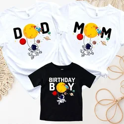 Boys Birthday T-shirts Astronaut Birthday T-shirts Family Suit Astronaut Clothing Rocket Tshirts Short Sleeve Space Clothing