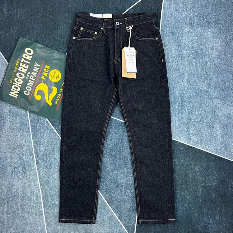 2024 Autumn and Winter American Retro Primary Color Black Denim Jeans Men\'s 86.4% Cotton Washed Old Heavyweight Straight Pants