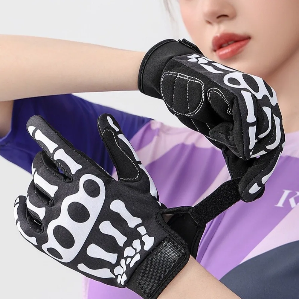 

1 Pair Breathable Punk Skeleton Gloves Skull Ghost Claw Anti Slip Cycling Gloves Skeleton Design Shock Absorbing