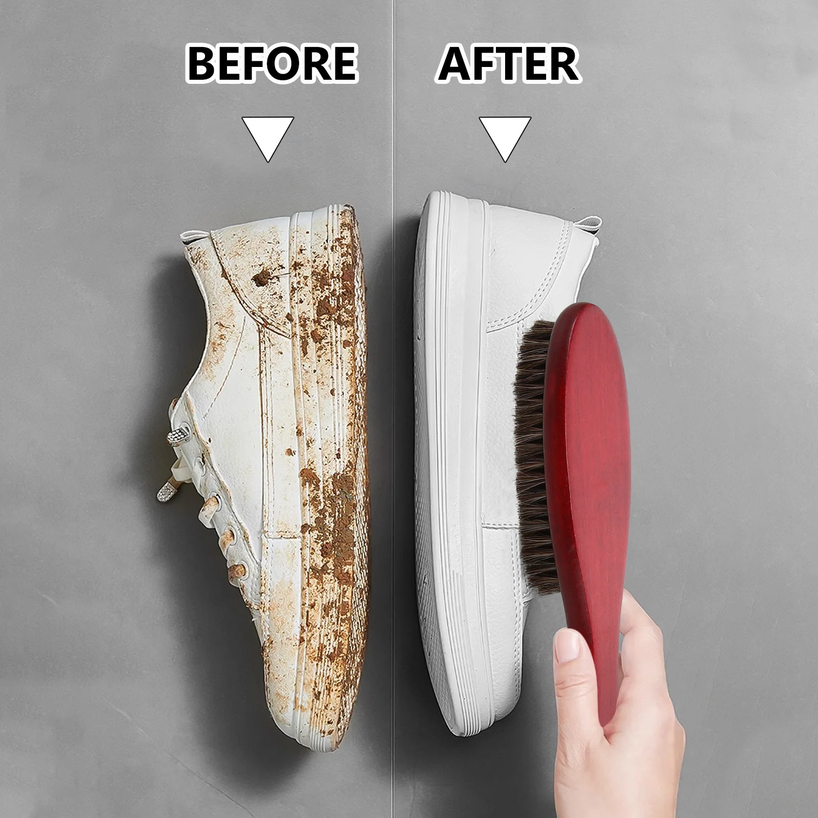 

Long Handle Beech Wood Horsehair Brush For Shoes Clothes Cleaning Household Scrub Tool Multifunctional Portable