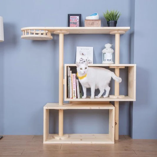 

Solid Wood Cat Climbing Frame, Simple Villa Hammock, Cat Toy, Small Table, Cabinet Rack