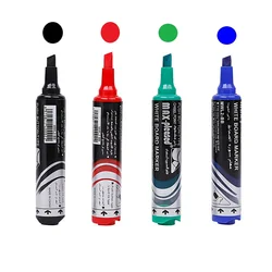 4-Piece Push-Button Liquid Ink Whiteboard Marker Pen, Vibrant, Quick-Drying, Low-Odor, Chisel Tip,  for Whiteboards, Office