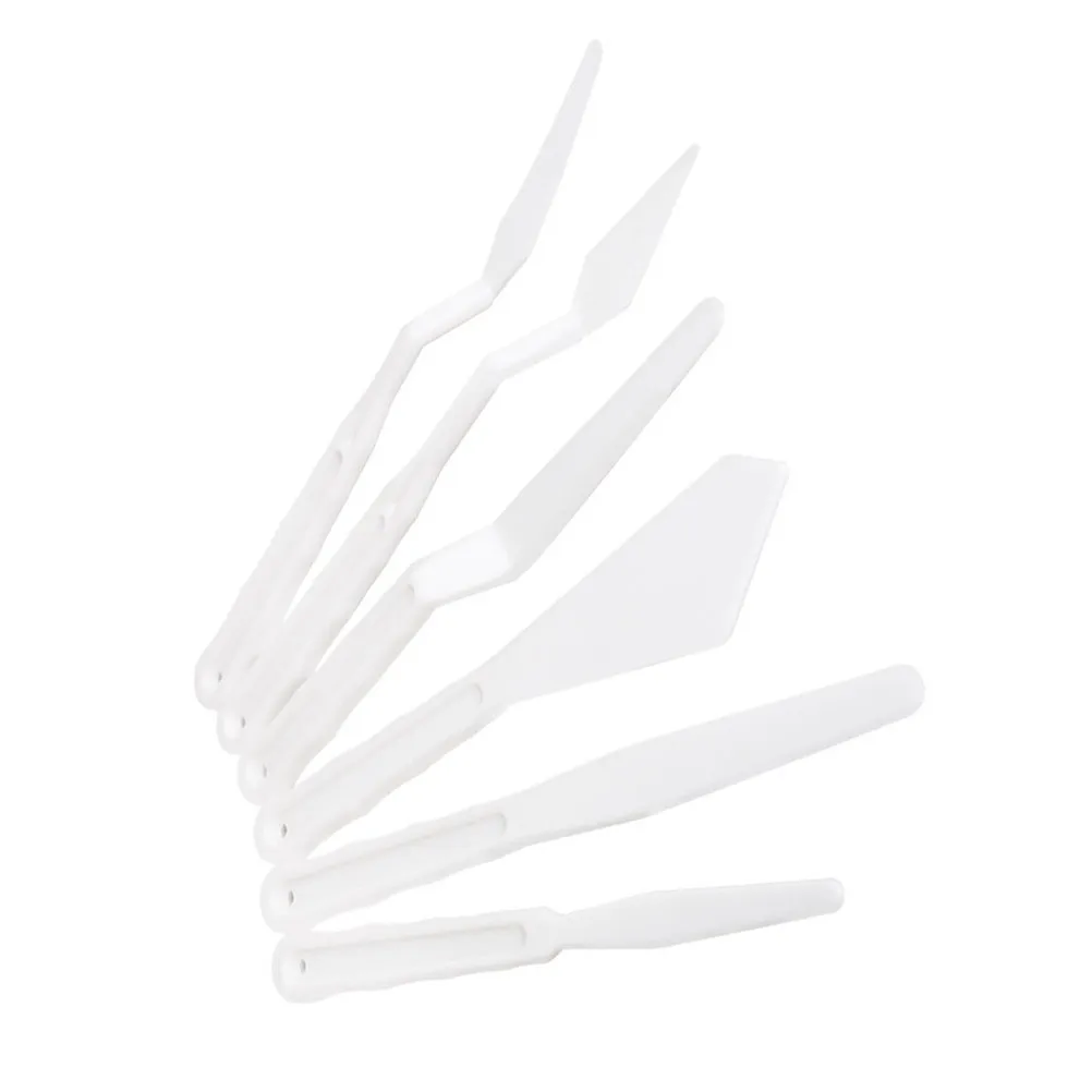 5Sets Plastic Oil Painting Spatula Set Flexible Blades Easy Mix Paint Canvas Painting Tools Spatula Palette Plastic
