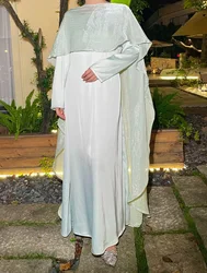 Fashion Diamonds Cape Cloak Abayas for Women Dubai Kaftan Muslim Dress Eid Djellaba Islam Jalabiya Caftan Marocain Femme Kebaya