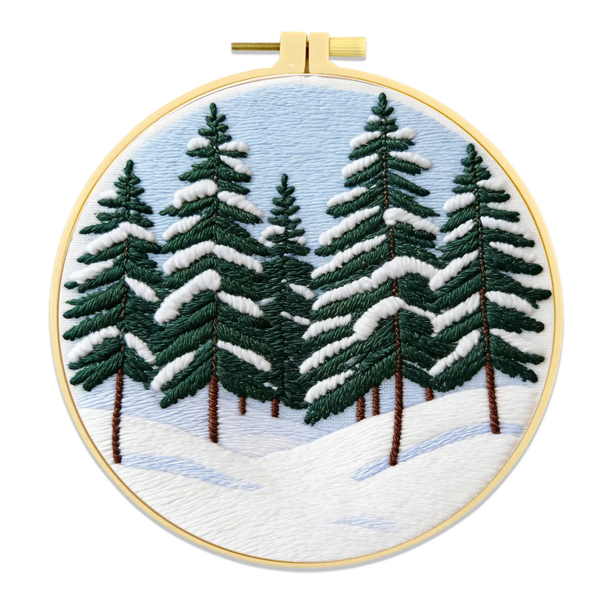 Adult Hand Embroidery DIY Supply Set, Cedar Tree Decor Pattern, Full Needlework Kit with Practical Threads and Needles