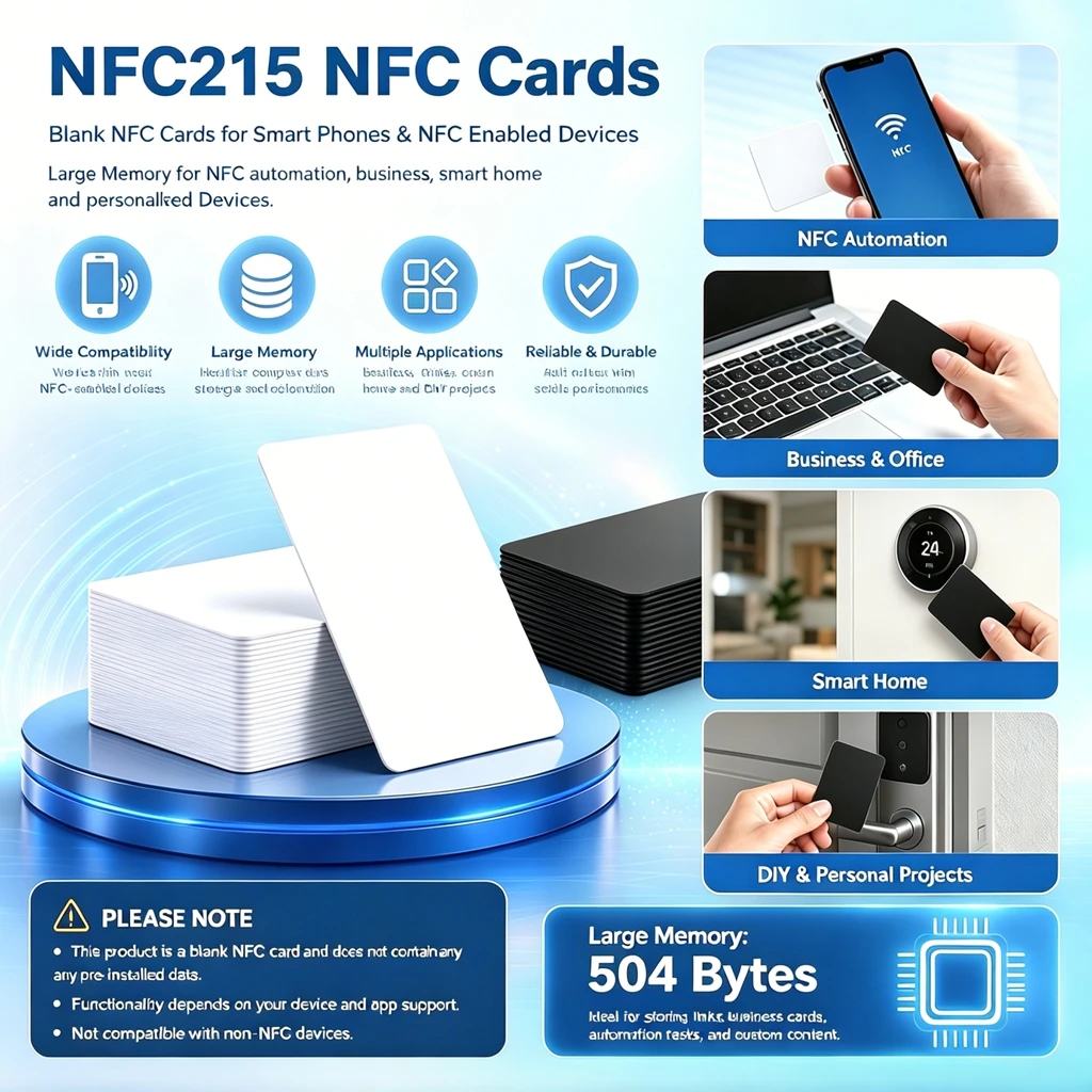 10-20PCS NFC215 Black Cards Rewritable NFC Ntag215 PVC Cards Blank Easy Convenient Programmable NFC Business Card Chip 504Bytes
