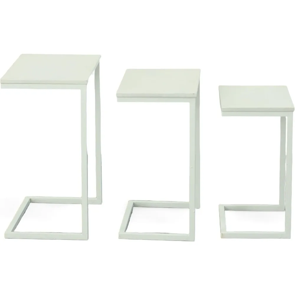 مجموعة طاولة التعشيش الخشبية المستطيلة الحديثة مع إطار من سبائك الصلب للأثاث الموفر للمساحة #5