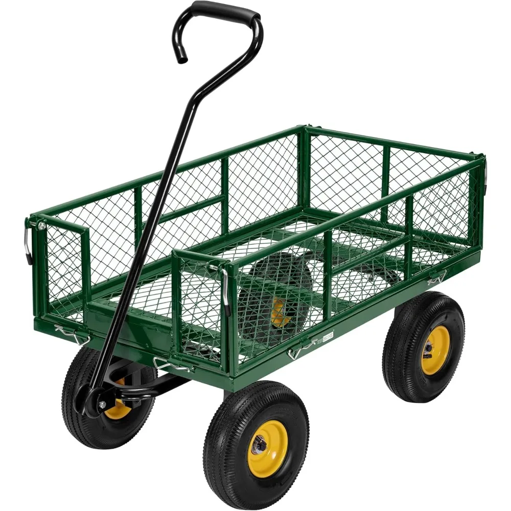 

VIVOHOME Heavy Duty 880 Lbs Capacity Mesh Steel Garden Cart Folding Utility Wagon with Removable Sides and 4.10/3.50-4" Wheels