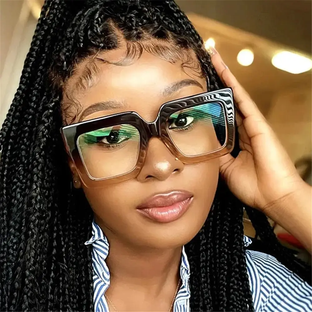 Oversized Square Women's Glasses Frames Transparent New Fashion Black Optical Lenses Female Eyeglasses Luxury Big Eyewear 2023