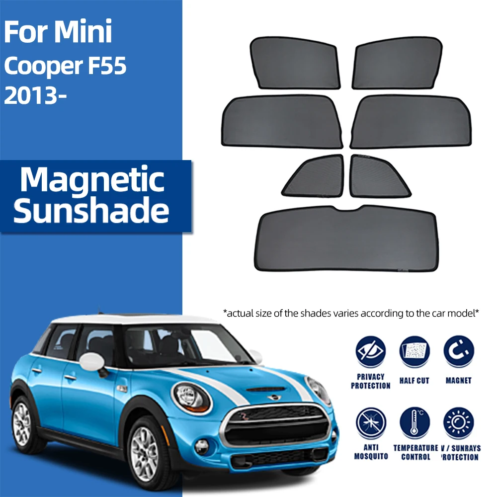 

For Mini Cooper Hatch F55 2014-2024 Magnetic Car Sunshade Shield Front Windshield Curtain Rear Side Baby Window Sun Shade Visor