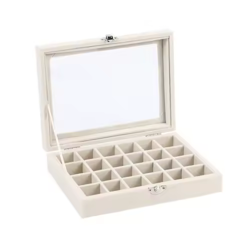 New Transparent Window Large Capacity 24 Grid Jewelry Storage Box, Simple And High-end Ring Necklace Jewelry Storage Display Box