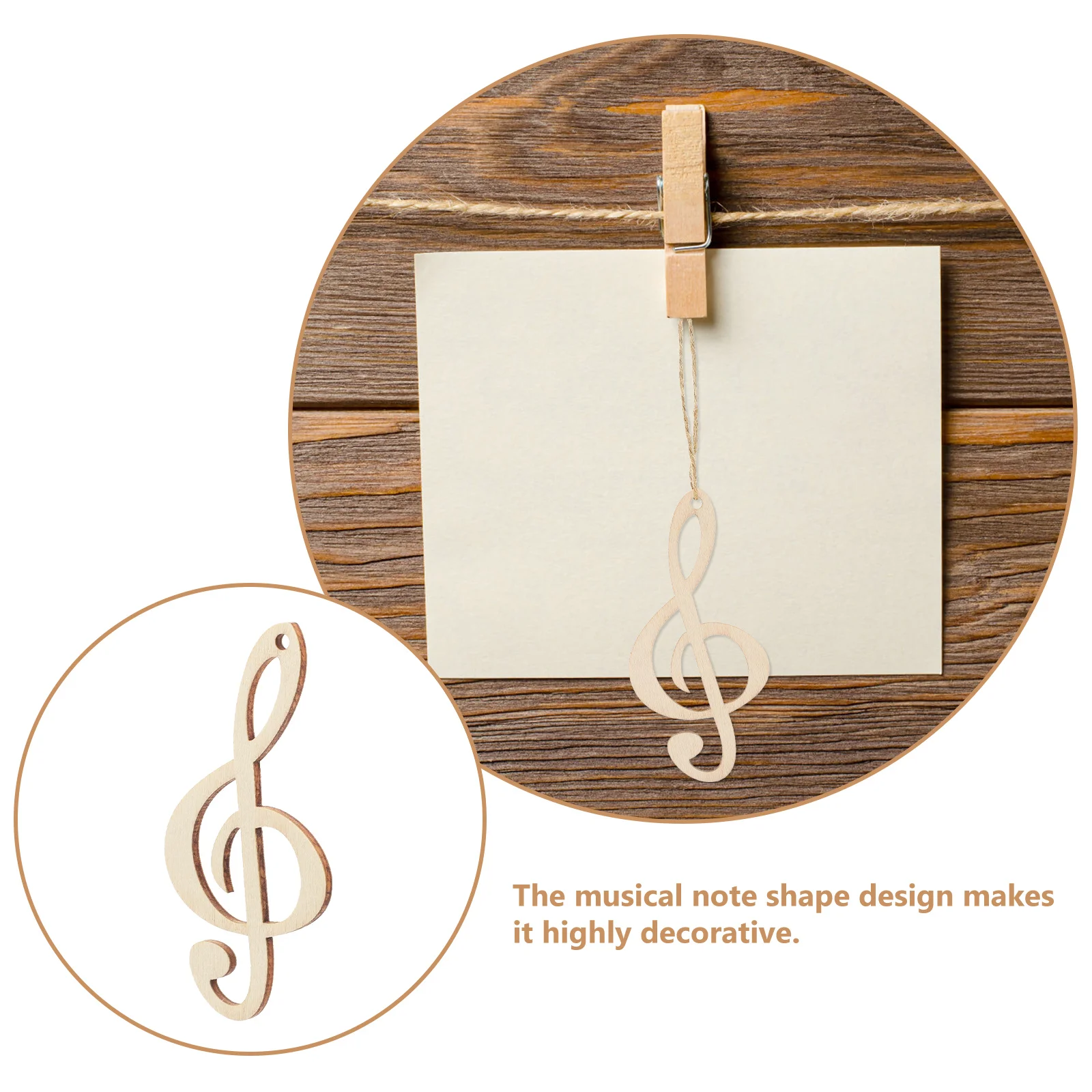 

10pcs Unfinished Music Note Wood Slices Natural Wooden Craft Pieces For Diy Decor School Supplies Musical Party Favor Wood