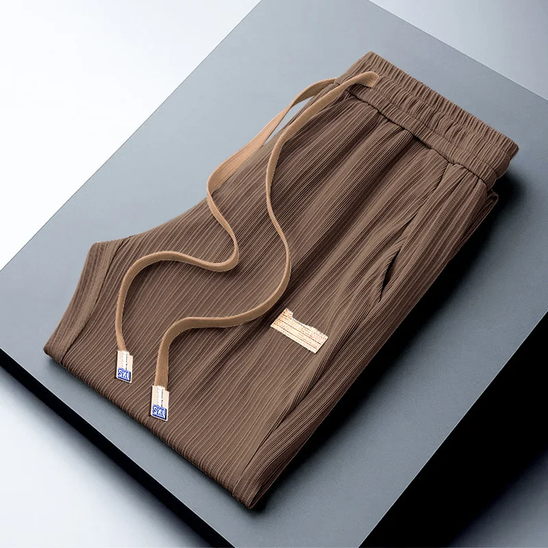 

Loose Straight Leg Ice Silk Pants for Men Summer Sporty Large Size Long Trousers Casual Comfortable Breathable Quick Dry