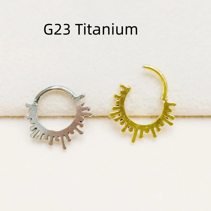 10pcs G23 ASTM F136 Titanium  Nose Hoop Septum Clicker Ring Earring Lip Ear Tragus Helix Cartilage Body Piercing Jewelry