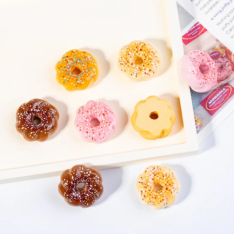 4 قطعة كعكة دونت صغيرة الحلوى نموذج دمية دونات الغذاء اللعب المنمنمات الراتنج Diy بها بنفسك محاكاة إكسسوارات دمي الديكور الحرف