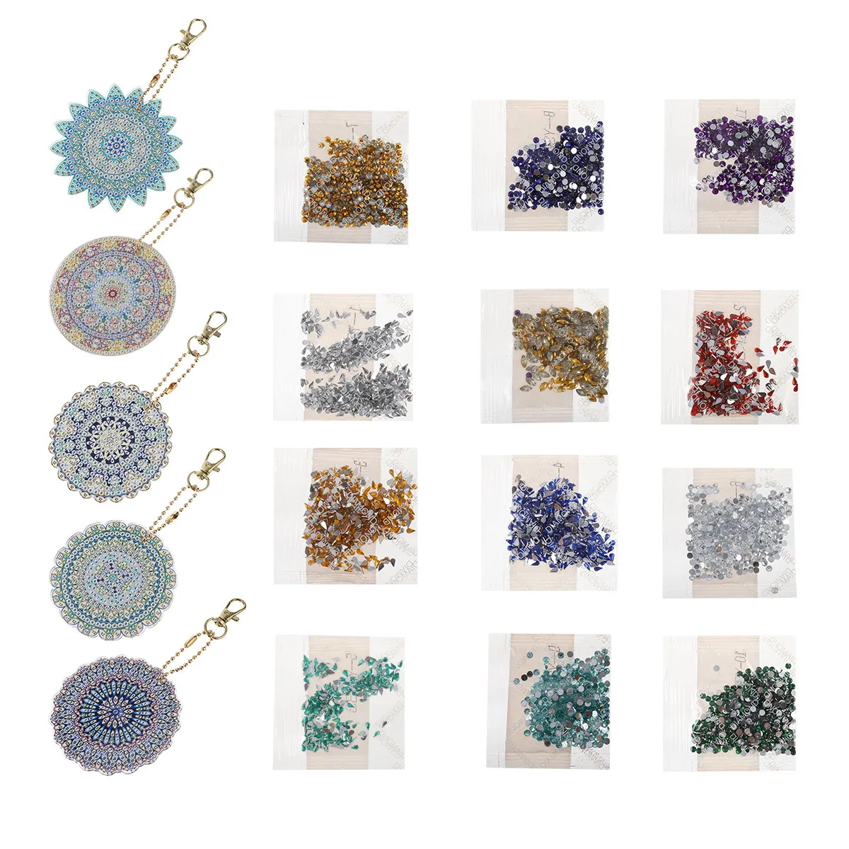 Diamond Keychain DIY Kit – Full Drill Rhinestone Painting Craft Set for Kids & Adults, Shiny Key Ring Pendant Decor