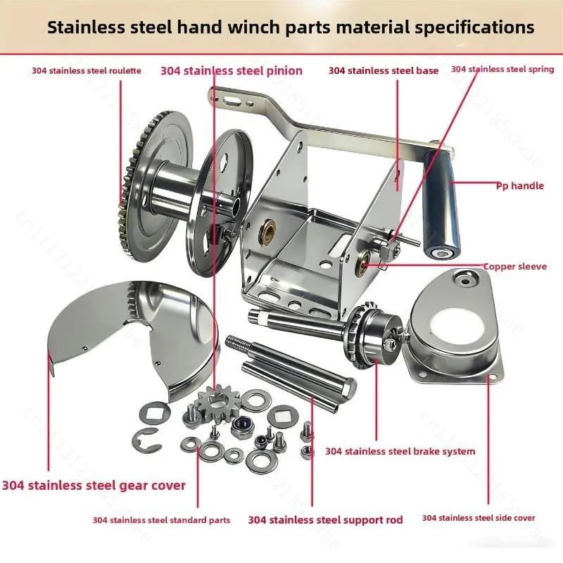 For 800LBS Heavy‑Duty Self‑locking Hand Winch, Stainless‑Steel Manual Cable Hoist, Industrial Lifting Suspension Tool
