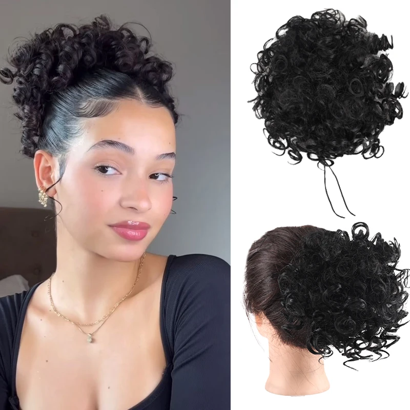 

LUPU Hair Accessories Hair Bun Wig Synthetic Messy Curly Drawstring Hair Bundle with Comb Clip Hair Scrunchie for Women Wear
