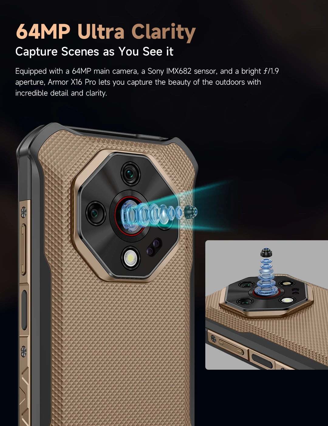 Ulefone Armor X16 Pro 10360mAh Glare Flashlight 5G Rugged Phone Smartphone Android 15 Up to 16GB+256GB 64MP Main Cam 6.56" 120Hz