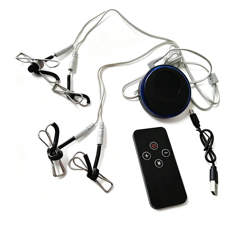 Electric Shock Metal Nipples Clamps Clitoris Labium Clips Breast Stimulation Massage Adult Games Sex Toys for Men Women Couples view 6