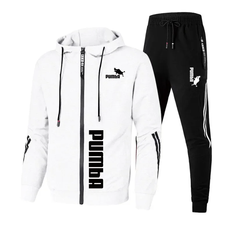 

Hot Sales Mens Tracksuit Zipper Hooded Sweatshirt+Sweatpants Set Casual Jacket Coat Jogging Clothing Fashion High Quality Suit