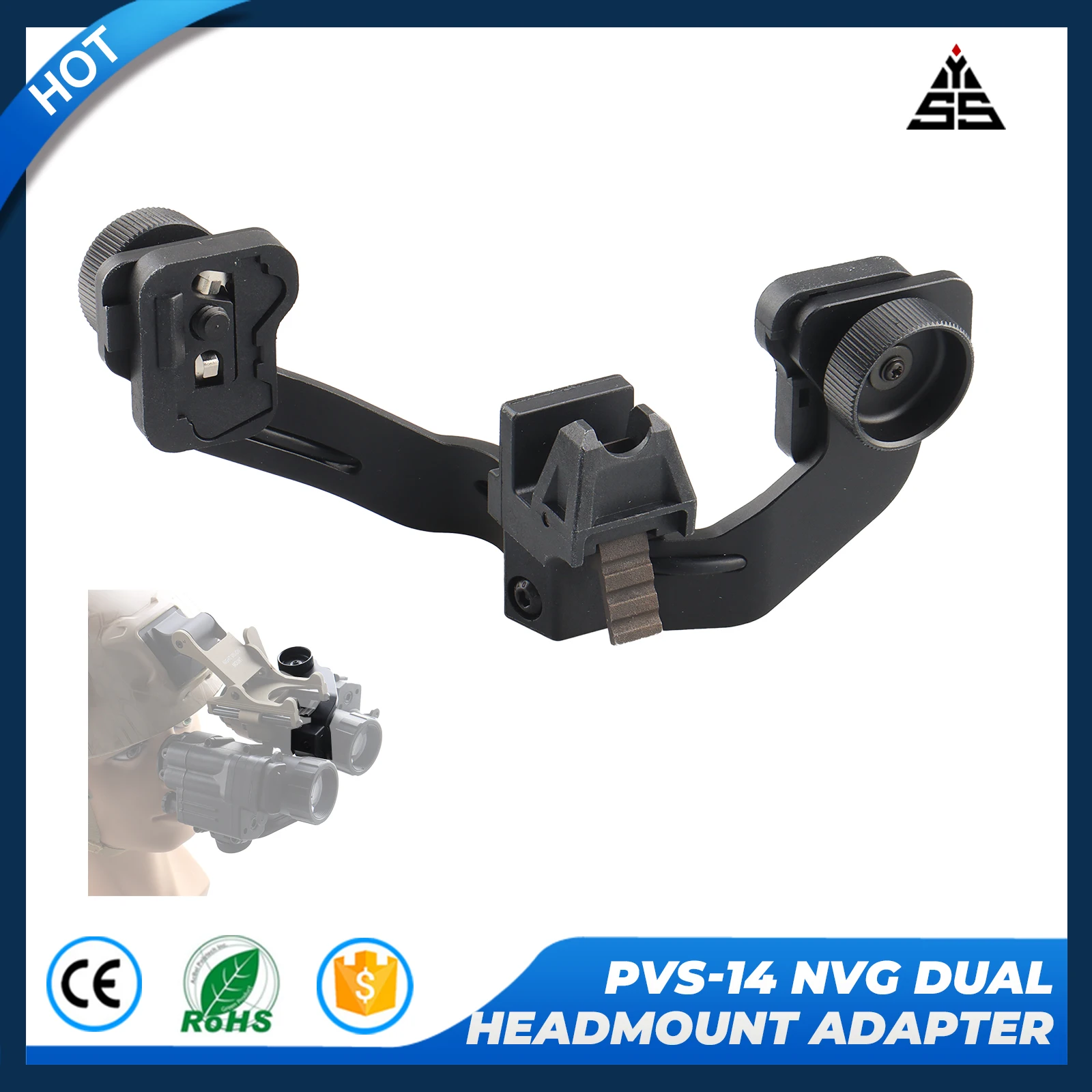 

YSS PVS-14 NVG Monocular Mount Helmet Dual Night Vision Goggles Bridge Mount Adapter