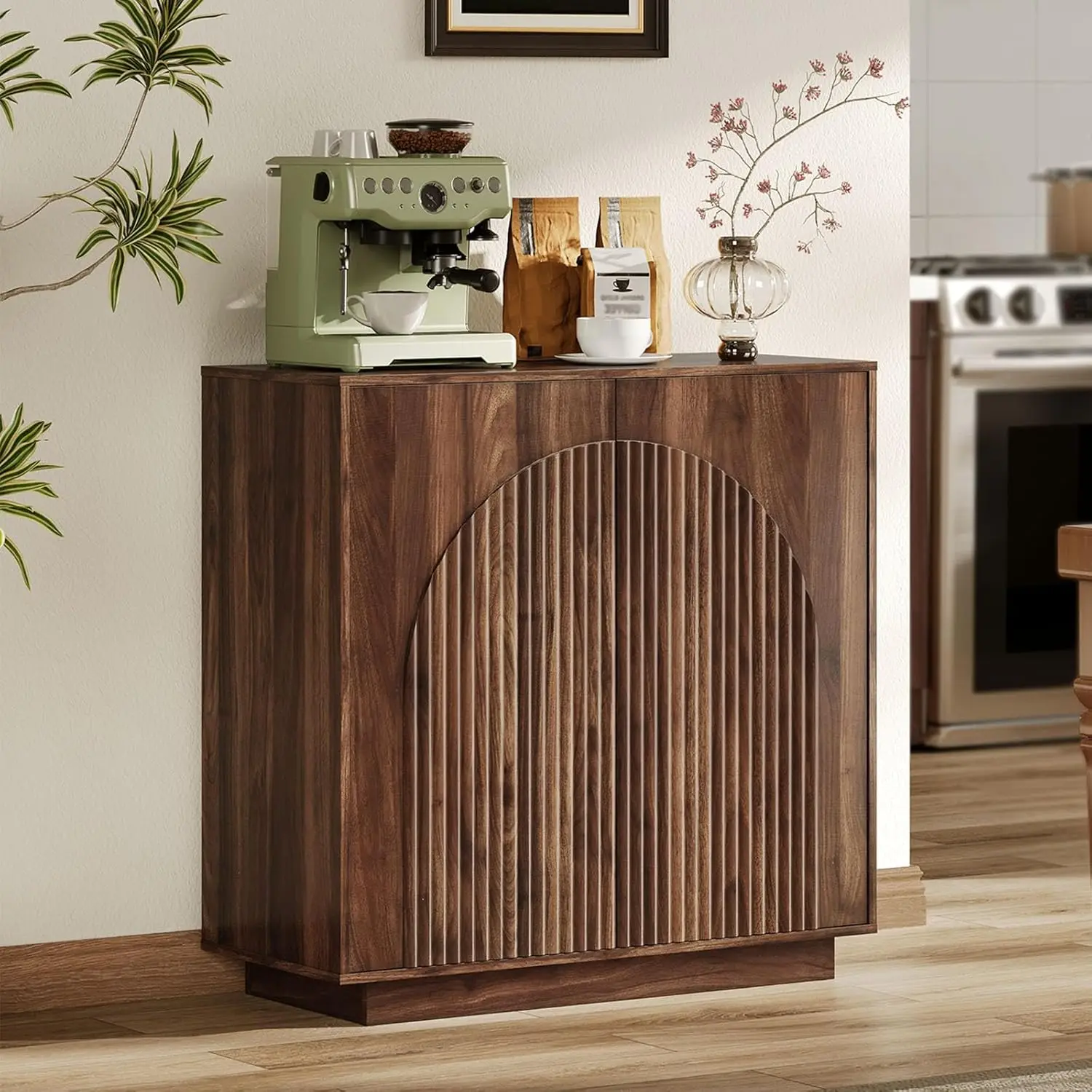 

Буфет-сервант, буфет-тумба с местом для хранения, кофейный бар-шкаф, дверцы с механизмом push-to-open и регулируемая внутренняя полка, буфет