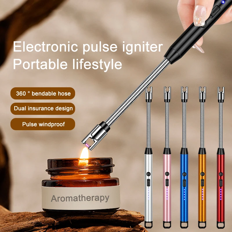 

Outdoor Kitchen Lighter USB Rechargeable Portable Electronic Lighter Safety Lock Eco-friendly for Candles Gas Stoves
