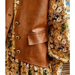 PU Punk V-neck Leather Vest Women Fashion Cropped Streetwear Tank Top Vest Leather Vintage Casual Sleeveless Leather Outerwear